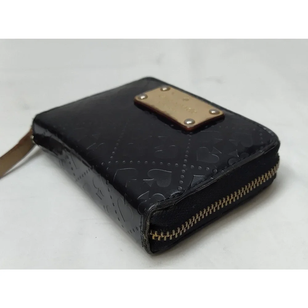 Kate Spade Black Leather Zip Around Credit Card Square Wallet